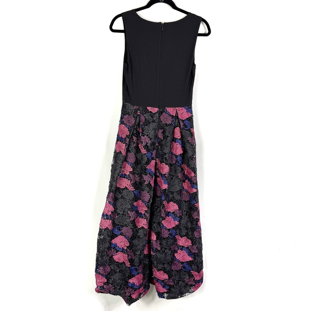 Hutch Lace Plunge Gown Black Pink Floral Dress Sleeveless V-Neck Sz 0 - Picture 12 of 14